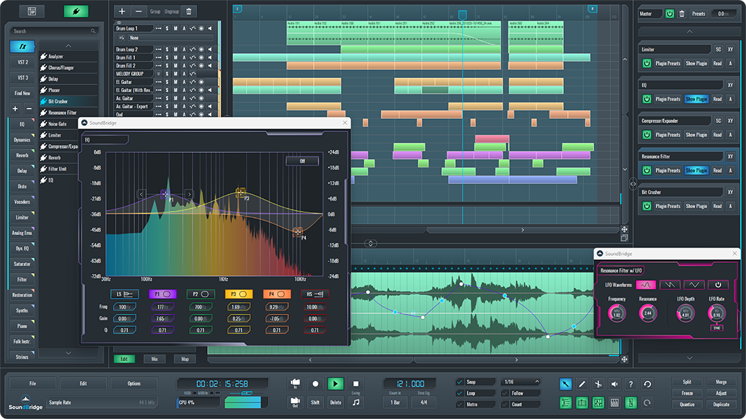 An image of the SoundBridge: DAW interface.