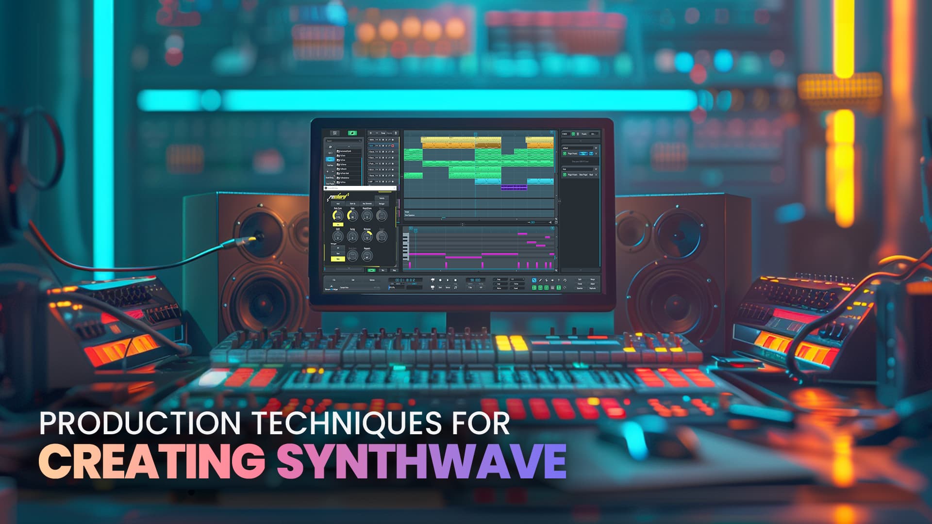 This is the featured image of the Production Techniques for Creating Synthwave blog article.