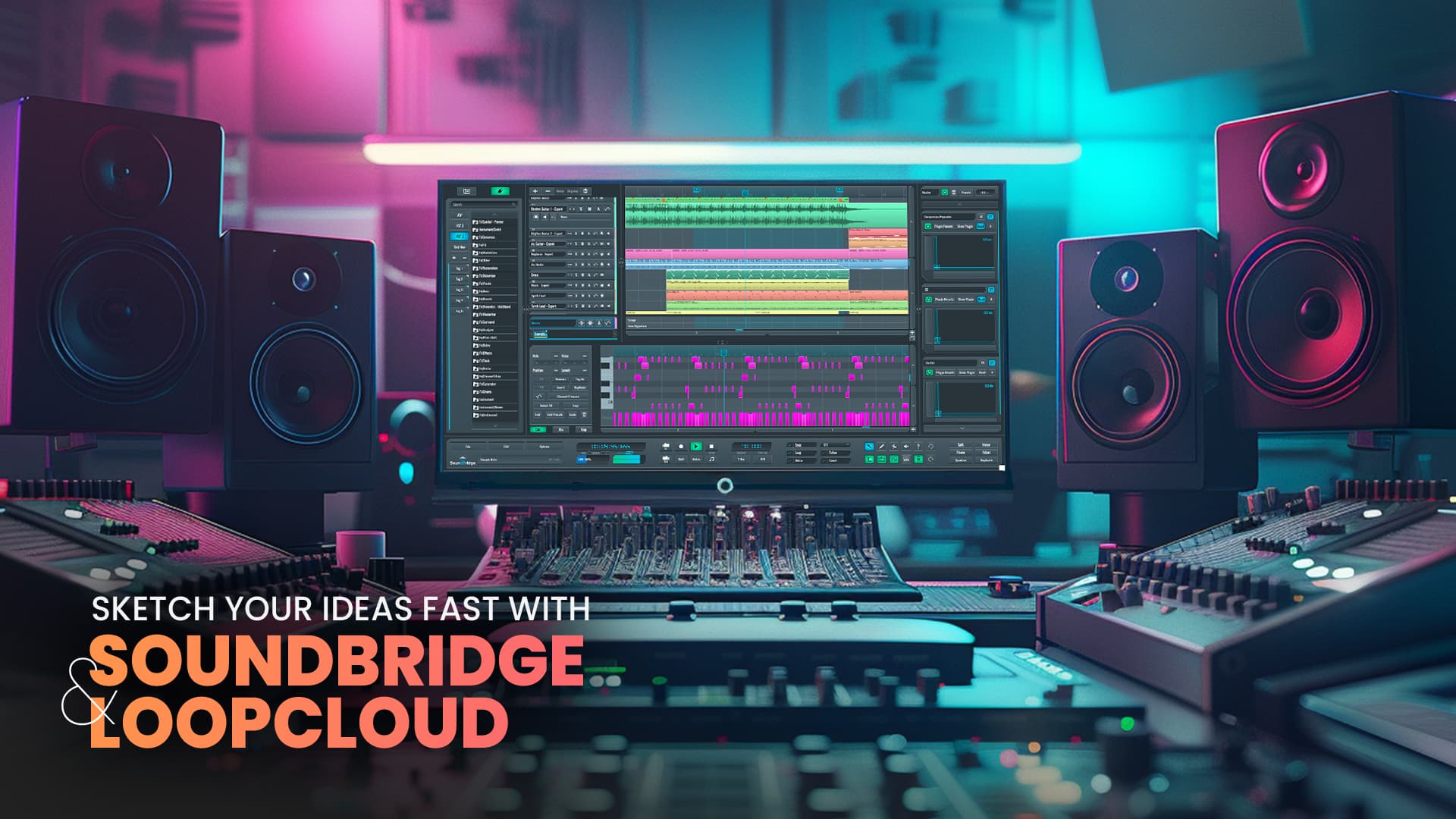 This is the featured image of the Sketch Your Ideas Fast With SoundBridge and Loopcloud blog article.