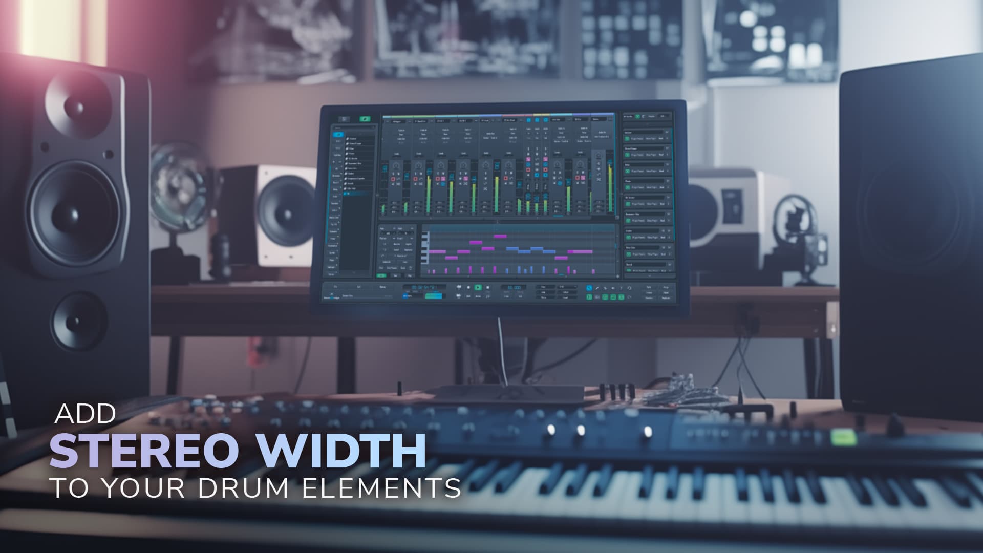 This is the featured image of the Add Stereo Width to Your Drum Elements blog article.