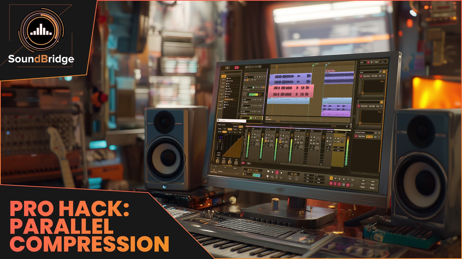 This is the featured image of the How to Master Parallel Compression in SoundBridge blog article.